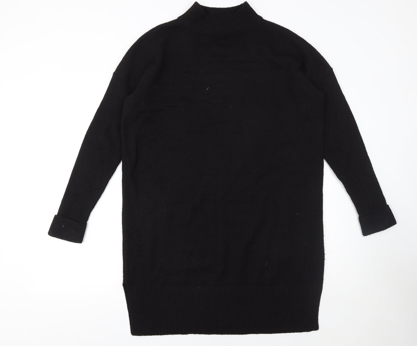 Fat Face Women’s Black Jumper Dress Size 12 High Neck Knit