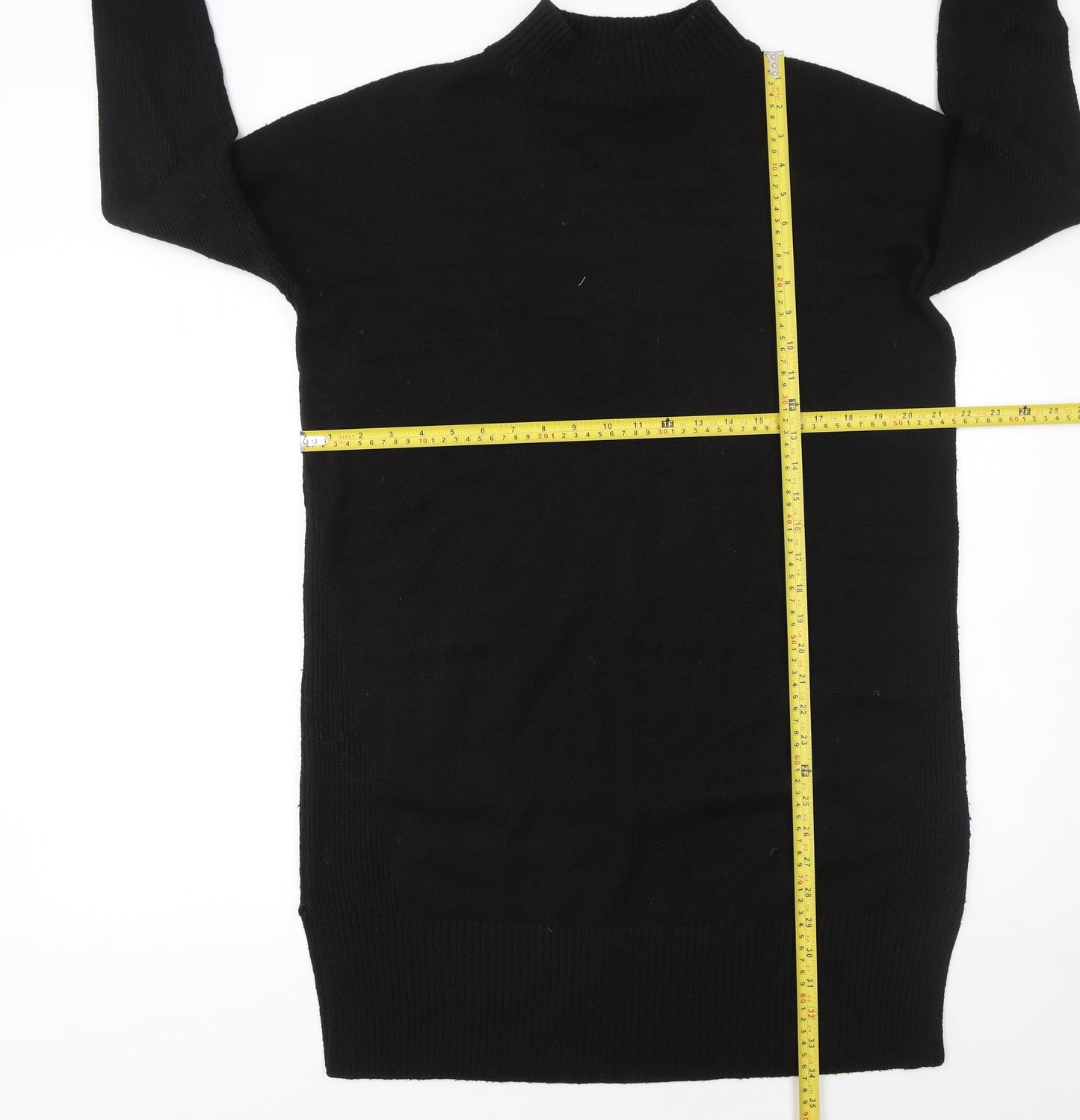 Fat Face Women’s Black Jumper Dress Size 12 High Neck Knit