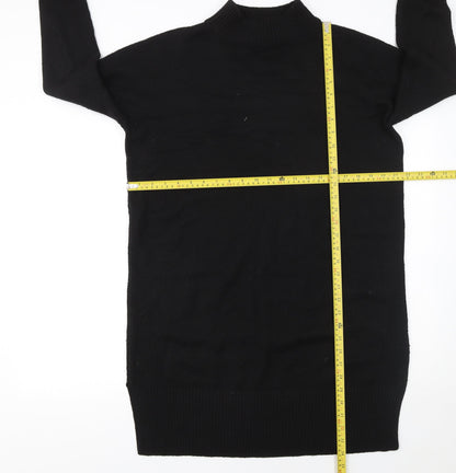 Fat Face Women’s Black Jumper Dress Size 12 High Neck Knit