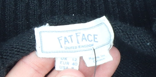 Fat Face Women’s Black Jumper Dress Size 12 High Neck Knit