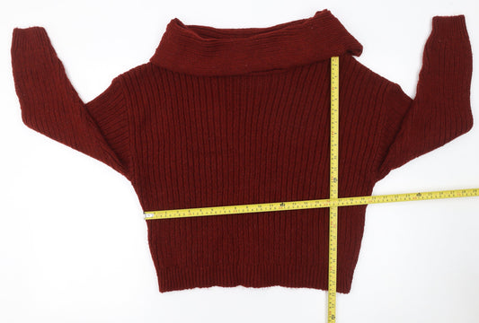 ASOS Women’s Red Cowl Neck Ribbed Knit Jumper Size S UK 8-10