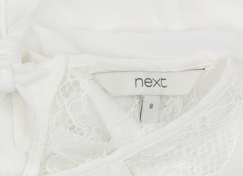 Womens UK Size 8 NEXT White Tunic Blouse