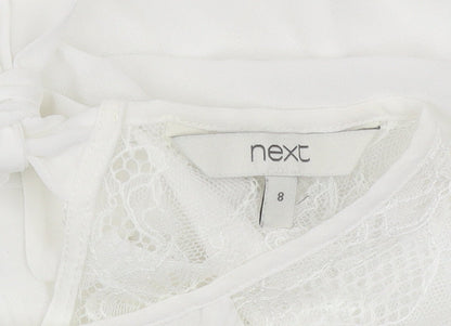 Womens UK Size 8 NEXT White Tunic Blouse