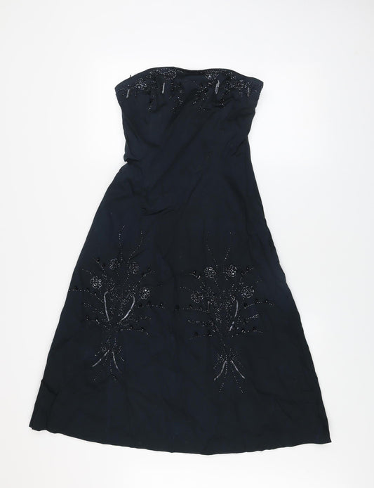 Coast Women's Black Size 10 Strapless Beaded A-Line Dress