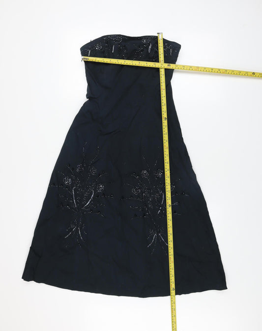 Coast Women's Black Size 10 Strapless Beaded A-Line Dress