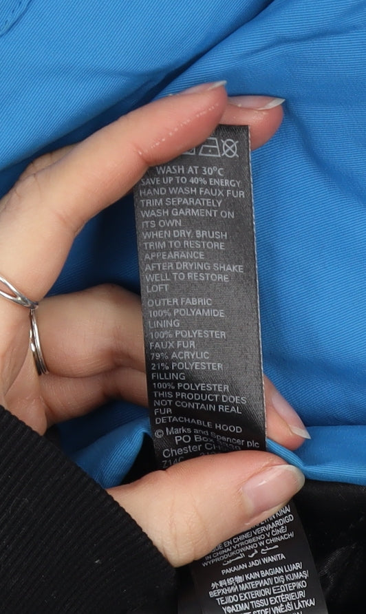 Womens UK Size L Marks and Spencer Blue Parka Coat