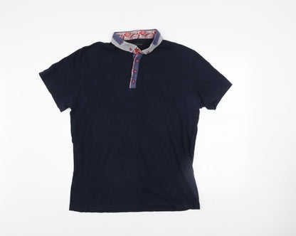 ETO Men’s Blue 2XL Cotton Short Sleeve Polo Shirt