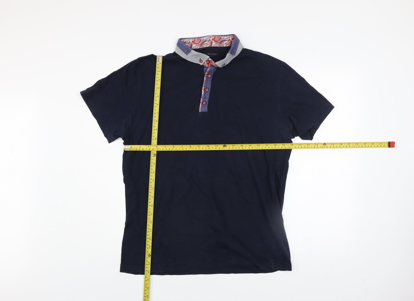 ETO Men’s Blue 2XL Cotton Short Sleeve Polo Shirt