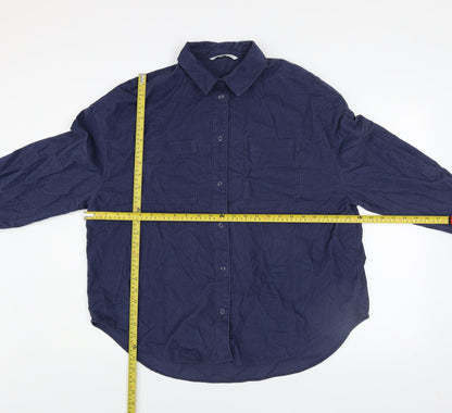 Tu Women Blue Cotton Long Sleeve Button-Up Shirt Size 14