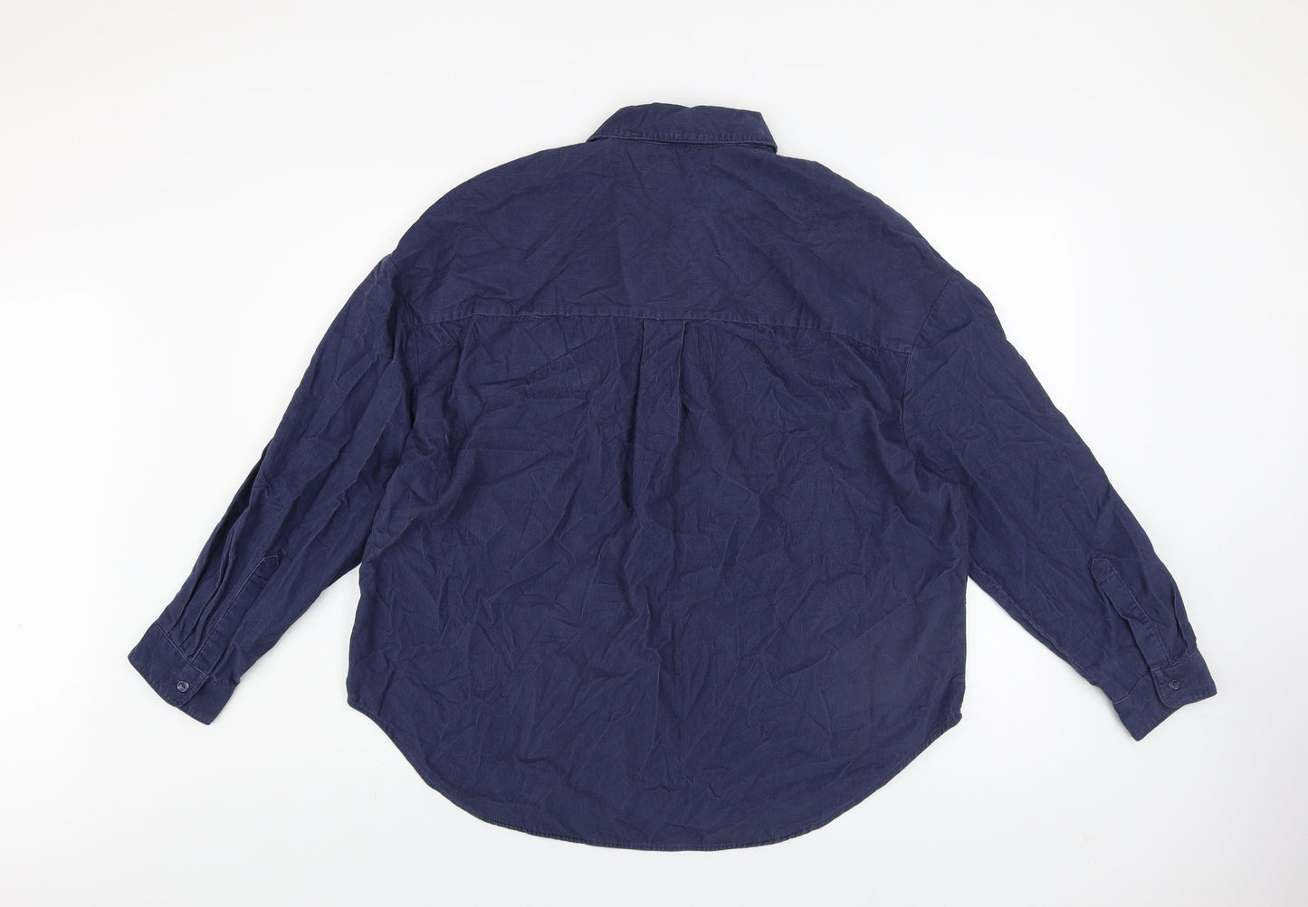 Tu Women Blue Cotton Long Sleeve Button-Up Shirt Size 14