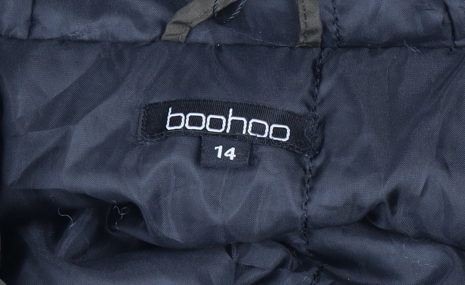 Boohoo Womens Green Faux Fur Hooded Parka Coat Size 14