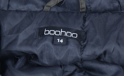 Boohoo Womens Green Faux Fur Hooded Parka Coat Size 14