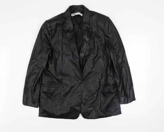 Mens UK Size XL Zara Black Biker Coat
