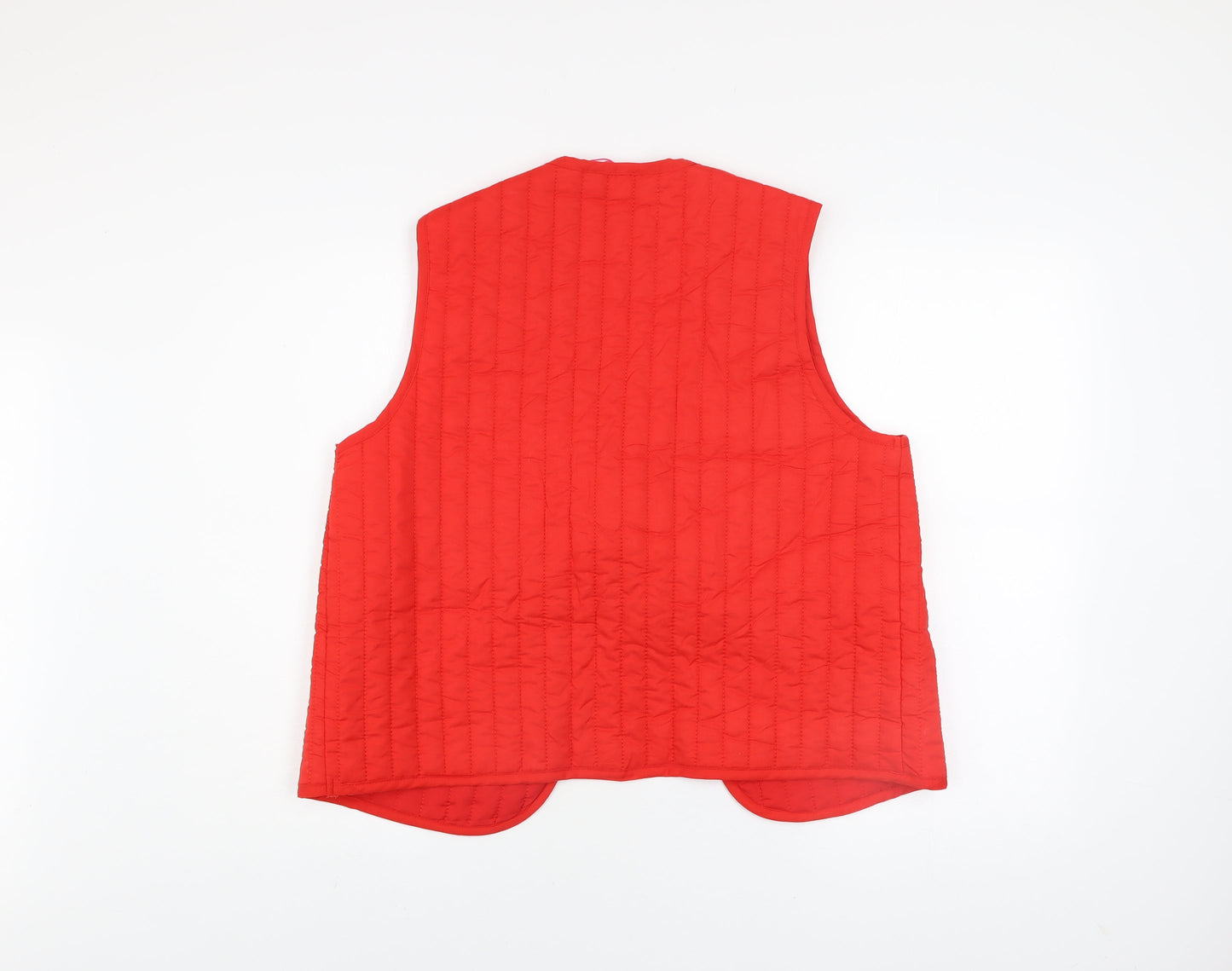 Savida Women Red Quilted Tie Waist Cotton Waistcoat XL