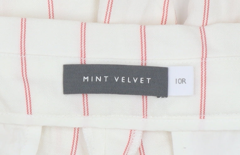 Mint Velvet Women Ivory Striped Paperbag Tapered Trousers Size 10