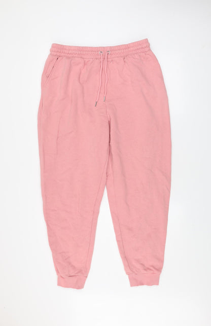 Marks and Spencer Women Pink Jogger Sweatpants Size 16 Regular Fleece