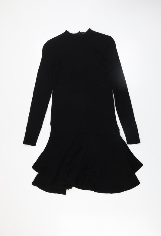 Mint Velvet Women Black Size 10 Fit & Flare Long Sleeve Dress