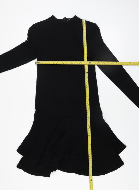 Mint Velvet Women Black Size 10 Fit & Flare Long Sleeve Dress