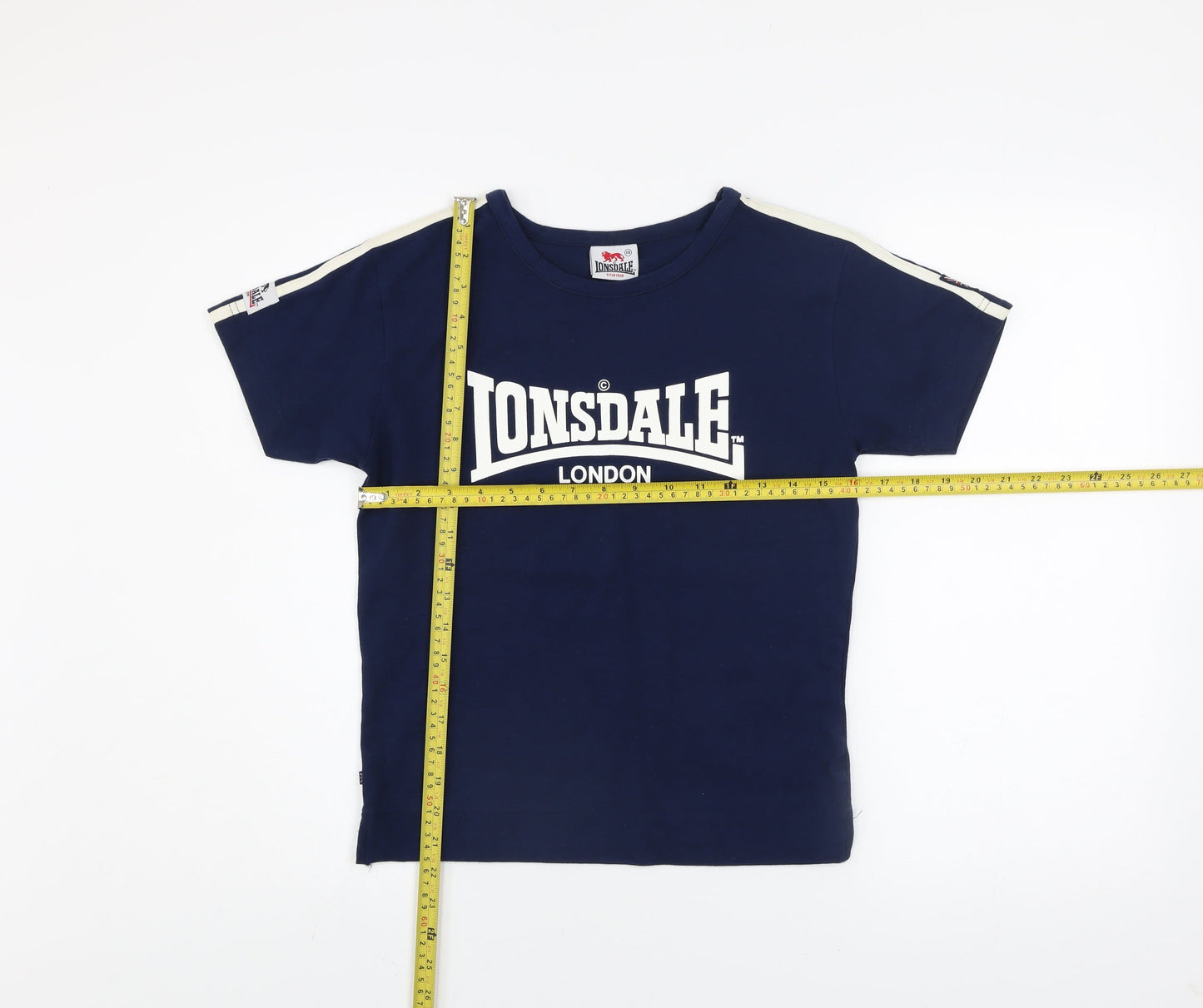 Lonsdale Boys Navy Blue Short Sleeve Logo T-Shirt Age 14 Polyester Cotton Blend