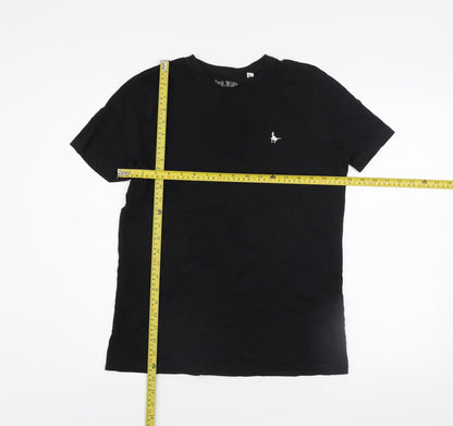 Jack Wills Boys Black Logo Crew Neck Short Sleeve Cotton T-Shirt 14-15 Years