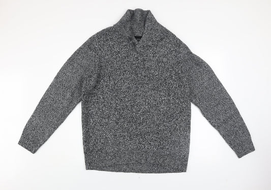 Next Men’s Grey Chunky Knit High Neck Button Jumper XL
