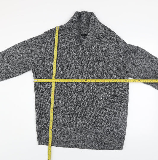 Next Men’s Grey Chunky Knit High Neck Button Jumper XL