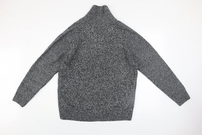 Next Men’s Grey Chunky Knit High Neck Button Jumper XL