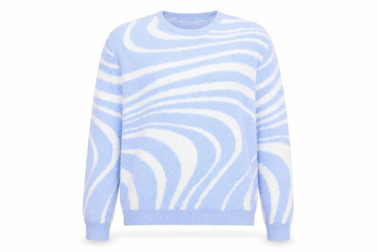 Front view of ASOS Design Women Blue & White jumper M Knit Crew Neck