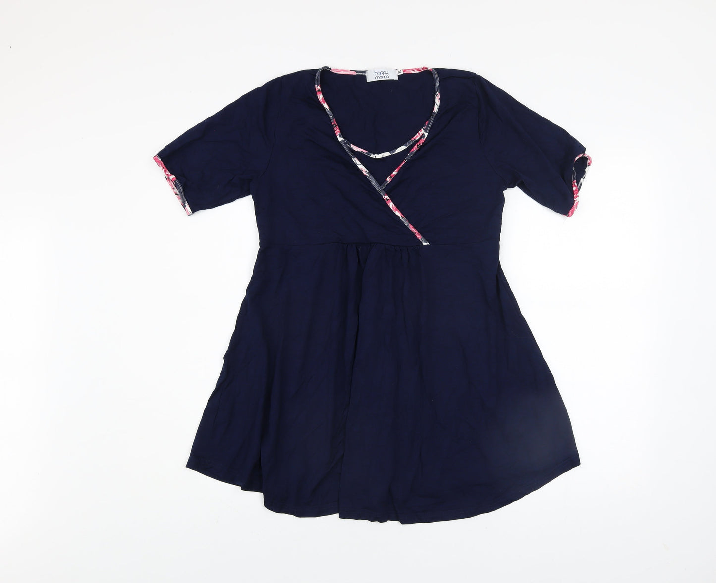 Womens UK Size XL Happy Mama Blue Wrap Blouse