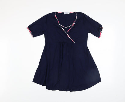 Womens UK Size XL Happy Mama Blue Wrap Blouse