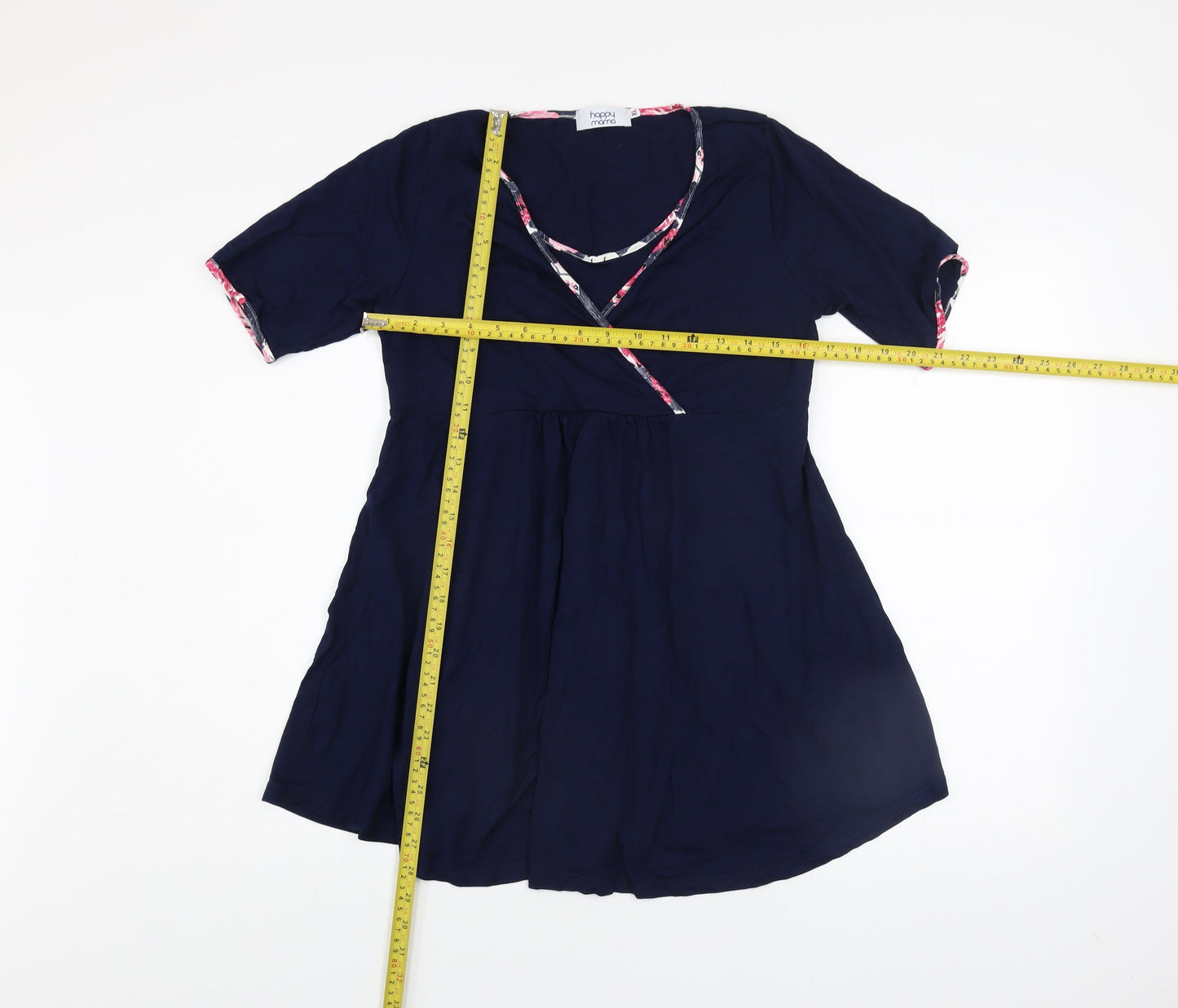 Womens UK Size XL Happy Mama Blue Wrap Blouse