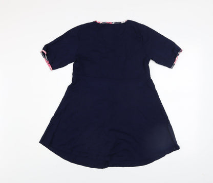 Womens UK Size XL Happy Mama Blue Wrap Blouse