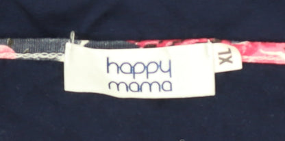 Womens UK Size XL Happy Mama Blue Wrap Blouse