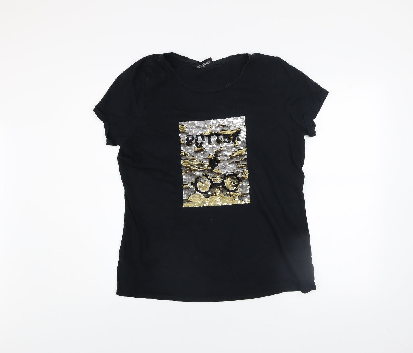 Womens UK Size 16 Harry Potter Black Basic T-Shirt