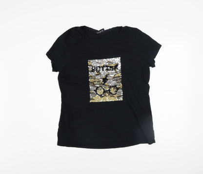 Womens UK Size 16 Harry Potter Black Basic T-Shirt