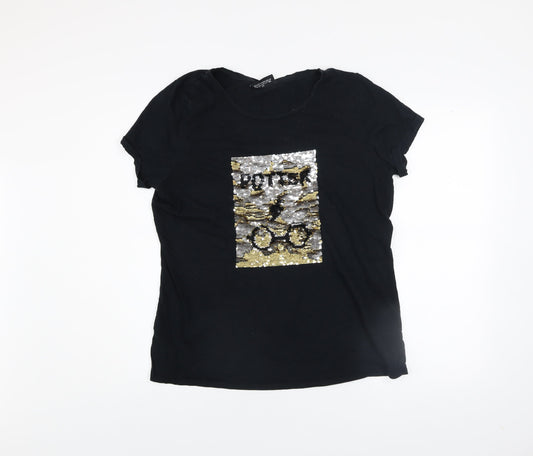 Womens UK Size 16 Harry Potter Black Basic T-Shirt