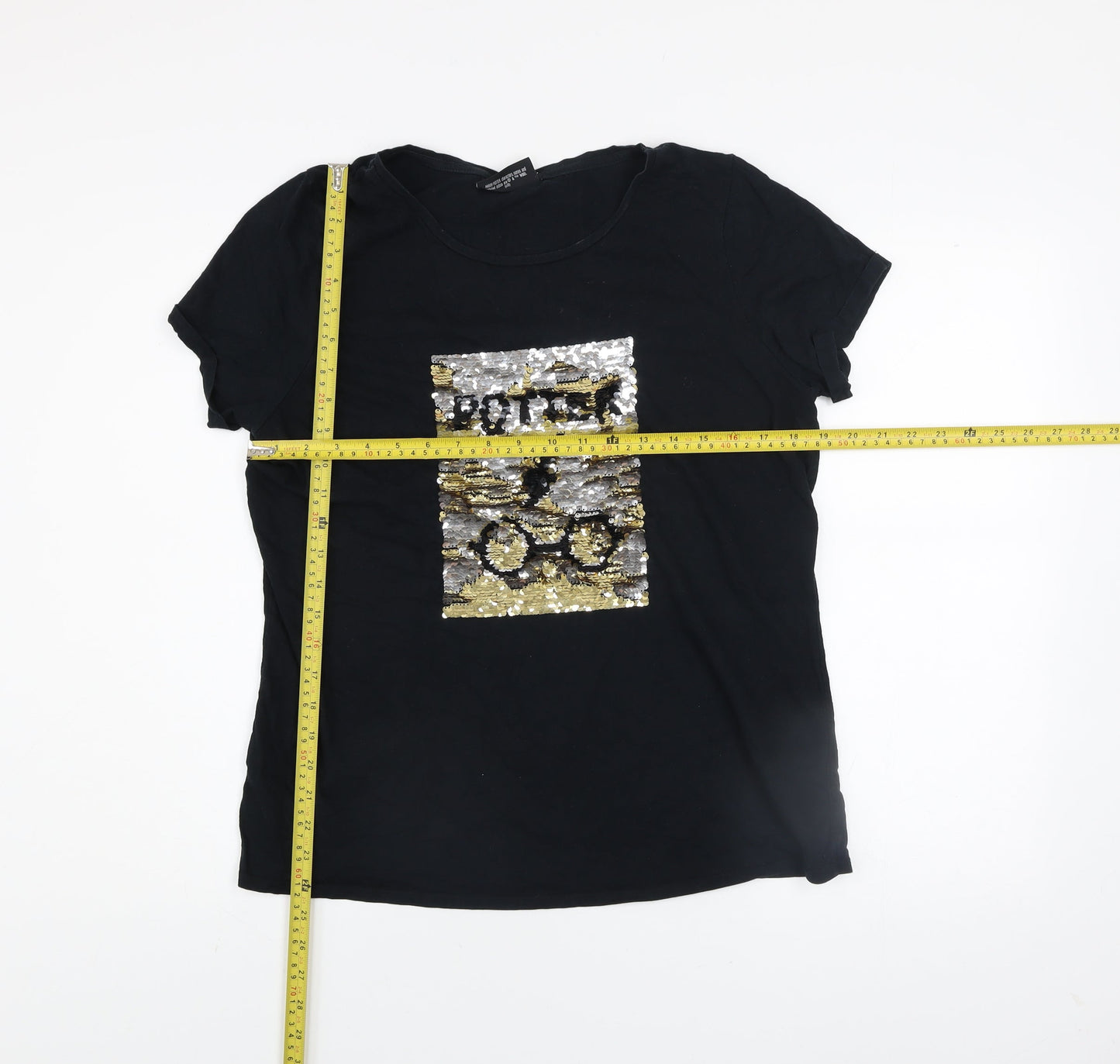 Womens UK Size 16 Harry Potter Black Basic T-Shirt