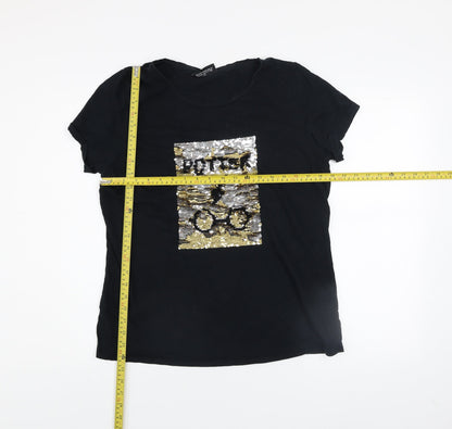 Womens UK Size 16 Harry Potter Black Basic T-Shirt