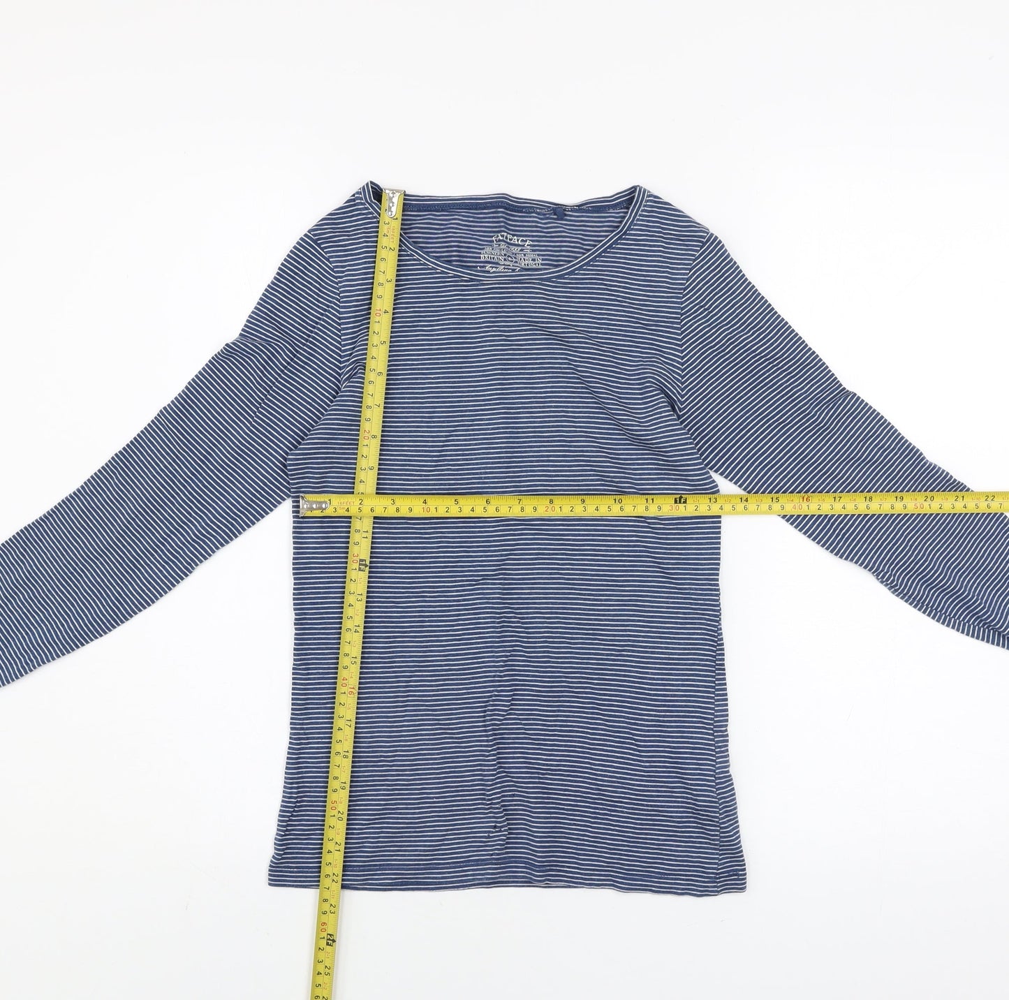 FatFace Women’s Blue Striped Long Sleeve Cotton Modal Top Size 6