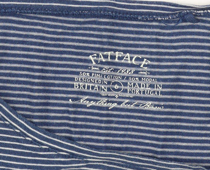 FatFace Women’s Blue Striped Long Sleeve Cotton Modal Top Size 6