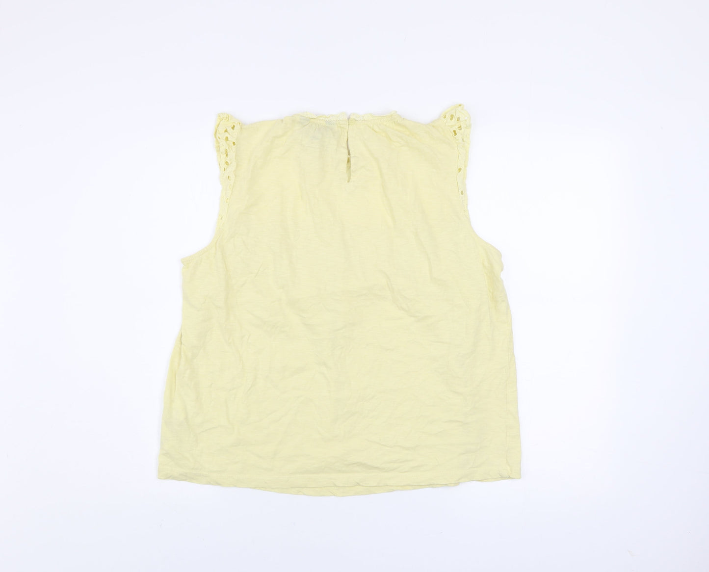 Lipsy Women Yellow Embroidered Cotton Tunic Blouse Size 16