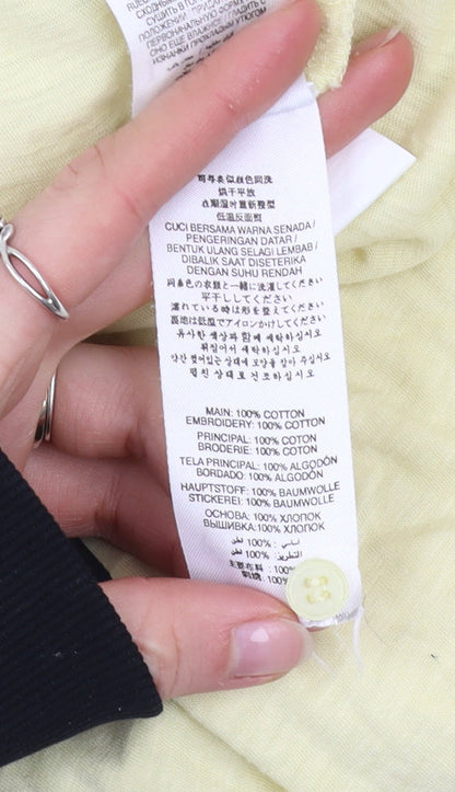 Lipsy Women Yellow Embroidered Cotton Tunic Blouse Size 16