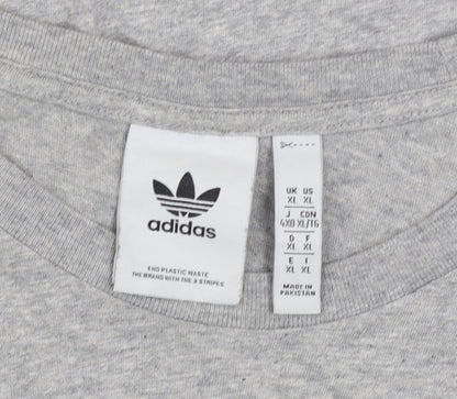 Adidas Men's Grey XL Crew Neck Cotton Short Sleeve T-Shirt