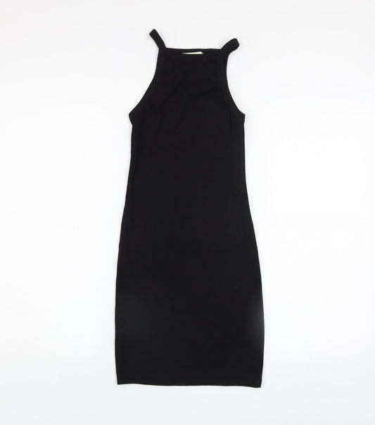 Pull & Bear Women’s Black S Bodycon Midi Halter Dress