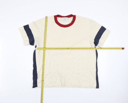 Topman Mens Beige Colourblock Crew Neck 2XL Cotton T-Shirt