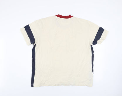 Topman Mens Beige Colourblock Crew Neck 2XL Cotton T-Shirt