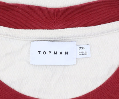 Topman Mens Beige Colourblock Crew Neck 2XL Cotton T-Shirt