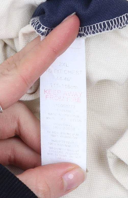 Topman Mens Beige Colourblock Crew Neck 2XL Cotton T-Shirt