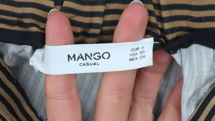 Mango Women’s Brown Striped Paperbag Trousers Size 8