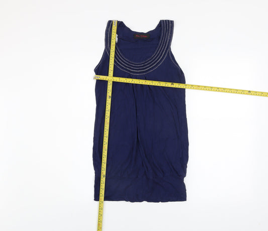Miss Selfridge Women's Blue Sleeveless Beaded Tank Dress Size 8